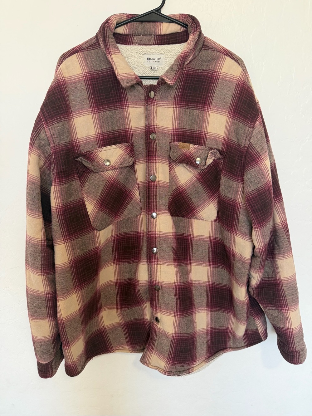 Matix Men’s Burgundy and Cream Plaid Button-Down Shirt